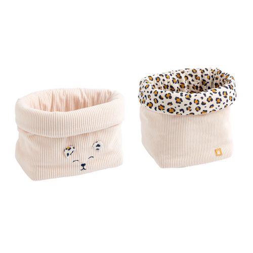 Lot De 2 Panières De Rangement En Velours Côtelé Détail Léopard