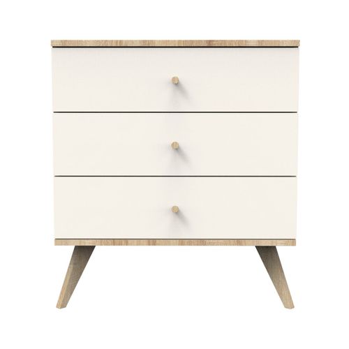 Commode 3 Tiroirs Avec Pieds Bois Décor Vanille