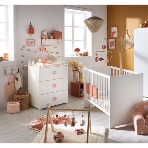 Chambre complète bébé avec lit 120x60cm et commode à langer 3 tiroirs
