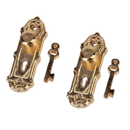 Serrures De Porte Vintage Avec Clés, 2 Pièces, Pour Maison De Poupée 1:12, Bricolage Miniature Or