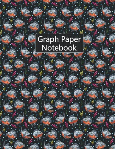 Piranha Graph Paper: Cute Piranha Graph Paper Composition, Grid Paper Notebook, Quad Ruled, 4x4 Quad Rule - 8.5" X 11" Inches