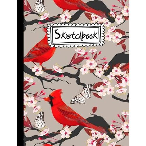 Sketchbook: Cardinal Bird, Large Sketchbook Journal White Paper - 8.5 X 11in - (Cardinal Bird Lovers).