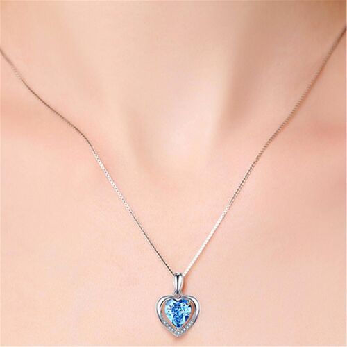 Coeur Crystal Pierre Pendentif Chaîne Collier Bijoux Femmes
