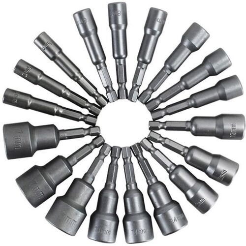 Boîtes à outils 24141310 pièce métrique 1/4 tige magnétique écrou tourne-écrou adaptateur douille hexagonale foret set241413