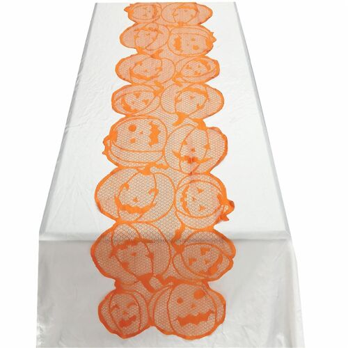 Halloween Orange Citrouille Dentelle Longue Table Runner Décoration de Fête