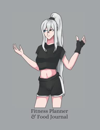 Fitness Tracker And Food Journal Workbook: Anime Minimalist Workout And Food Log, 8.5x11 Inches, 200 Pages