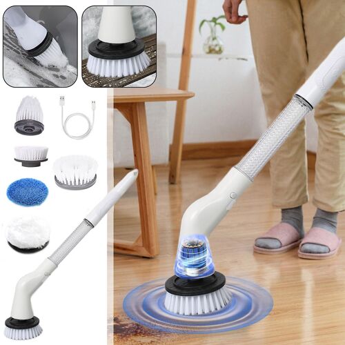 Les épurateurs électriques font tourner les épurateurs à grande vitesse avec 5 têtes de brosse remplaçables et ajustent la poignée d'extension Nouvelle brosse de nettoyage électrique pour le sol de la