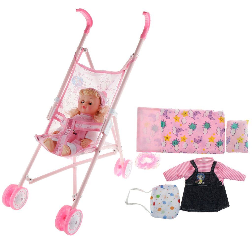 Voiakiu Pour Enfant, Landau Poupées, Jouet Jeu Rôle, Pliable, Poussette Landeau Bebe Pour, Poussette Et Landau Jouets Cadeau Pour Les Enfants