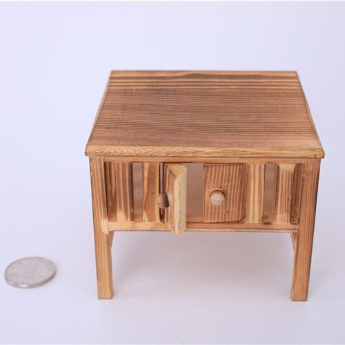 Table de 2 niveaux pour maison de poupée 1:12, meuble de bureau carré Miniature avec étagère de rangement, modèle d'accessoires de salon pour la maison
