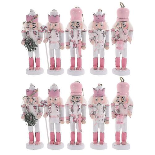 10pcs Noël suspendu casse-noisette Figure casse-noisette en bois ornement Noël casse-noisette décoration-ZZY