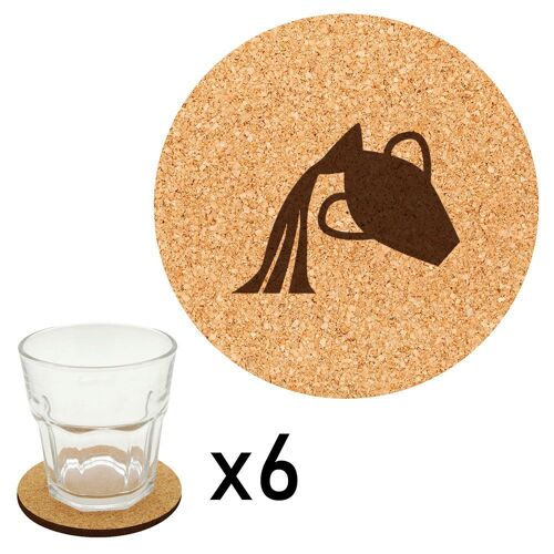 Lot De 6 Dessous De Verre En Liège Gravés Verseau