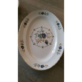 Plat Ovale Fleurs Bleues