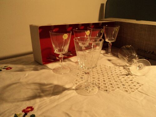 Six Verres À Pied Cristal D'arques