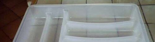 Range Couverts - Modèle Rotho Iii  - 6 Compartiments Grandes Dimensions - 38,8x32cm - Hauteur 5,5cm - Blanc Transparent  - Adapté Lave-Vaisselle ,5 Compartiments De 5,5 De Large Et Un Grand De 9 Cm