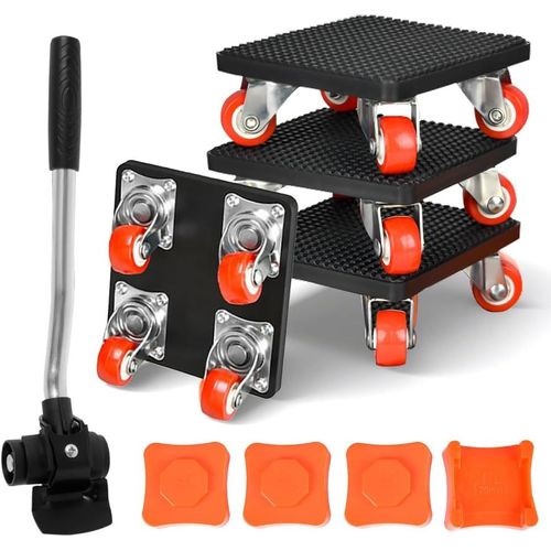 ASFASFq-Leve Meuble Lourd, Lot de 9 Deplace Meuble, Charge Maximale de 500 kg Kit de Deplace Meuble a Roulette, Roue Rotative à 360 Degrés, Soulever Meuble Lourd, Leve Meuble roulettes pour Meubles L