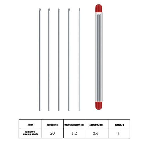Aiguille D'Hameçon De Ver De Terre En Acier Inoxydable, Aiguille Creuse À Gaz, Outils De Pêche, Aiguille D'Appât De Ver, Perceuse, 5 Pièces