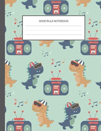 Wide Rule Notebook: Rock N' Roll Dinosaurs / 8.5" X 11" / 120 Lined Pages / Softcover | Children's Composition Notebook For Class Subjects, Home School Students, And Creative Writing