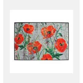 Tapis Decor Caoutchouc & Nylon Coquelicots Rouge
