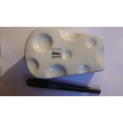 Boite A Fromage En Porcelaine Avec Cuillere En Bois