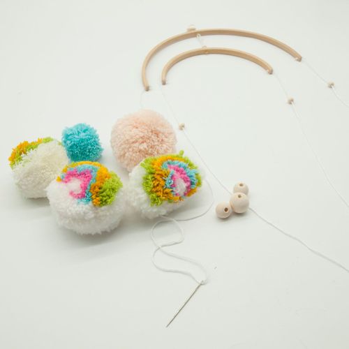 Kit De Carillons Éoliens Artisanal, Fait À La Main, Pour Berceau De Bébé, Ensemble De Carillons Éoliens, Avec Cadre Semi-Circulaire, Perles, Bague D'Aiguille