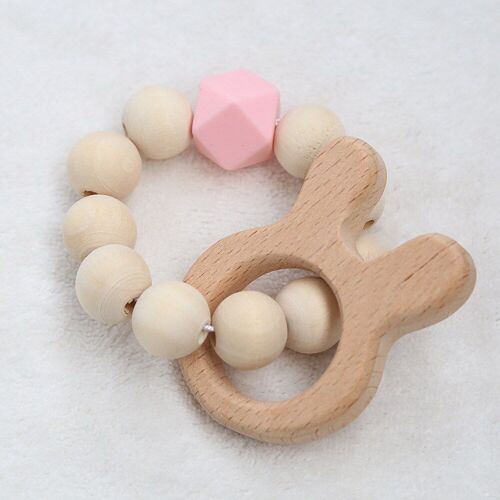 Bracelets D'Allaitement En Bois Naturel Pour Bébé, Anneau De Dentition En Silicone, Perles, Hochets En Bois, Jouets, Cadeau D'Allaitement