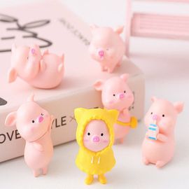 Figurine De Cochon Rose En Résine Pour Bricolage, Statue De Cochon Rose De Dessin Animé, Collection De Jouets, Jardin Féerique, Mini Figurines Miniatures