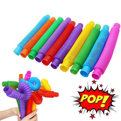 Jouet De Tube Fidget Coloré En Plastique, Extensible Et Décompressant, Cadeau De Développement Précoce Pour Enfants, 6 Pièces