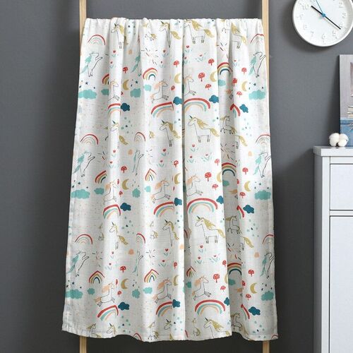 Couverture De Bébé En Mousseline 100% Coton 110x120cm, Couverture Douce Pour Nouveau-Né, 2 Couches De Gaze De Bain, Emmaillotage Pour Bébé, Sac De Nuit, Housse De Poussette