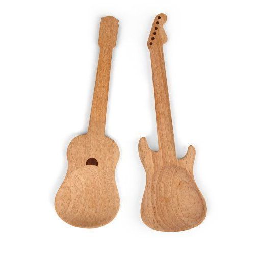 Kikkerland Kkcu64 Couverts À Salade Forme De Guitare Bois
