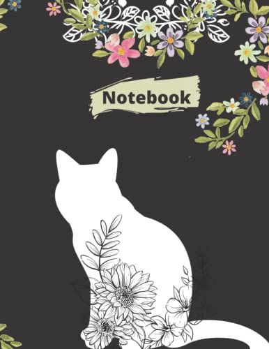 Notebook: Black & White Cat Notebook With Lined 100 Pages
