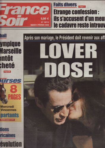France Soir (Quotidien) / 05-02-2008 N°19713 : Carla Bruni (1p) Sylvie Vartan (1p) Morcheeba (1/2p)