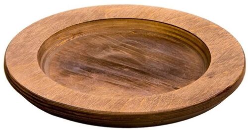 Lodge - Plateau De Service Rond En Bois De Couleur Noyer - Dimensions: 20,2 Ø X 1,65 Cm