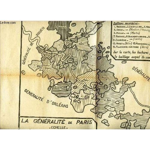 1 Carte : Les Divisions De La France D'ancien Regime - La Généralité De Paris En 1789  - En Noir Et Blanc - De Dimension 40 Cm X 27 Cm Environ.