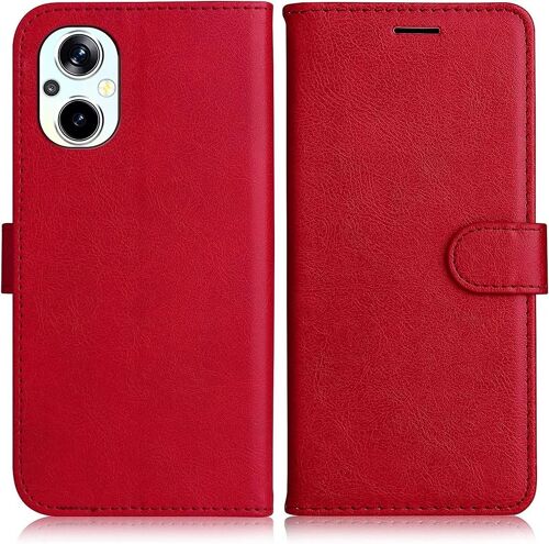 Coque Portefeuille pour OPPO Reno 8 Lite 5G Protection Effet Cuir Anti-Rayures Rouge - BOOLING