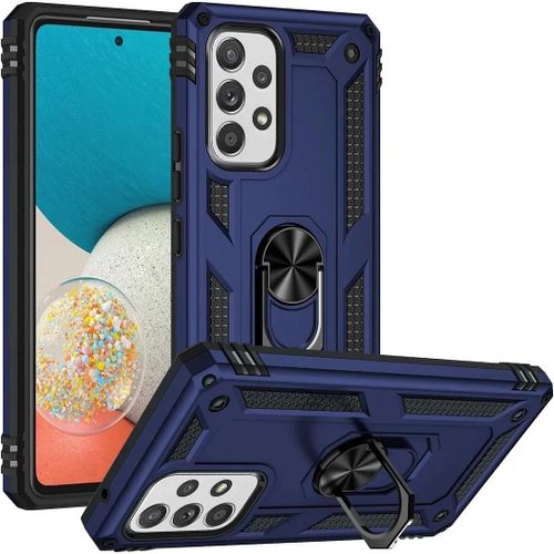 Coque Pour Samsung Galaxy A54 5g Bleu Marine Anti-Rayures Anneau Arrière Antichoc Dure Rigide - Booling