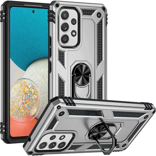 Coque Pour Samsung Galaxy A54 5g Argenté Anti-Rayures Anneau Support Arrière Antichoc Rigide - Booling