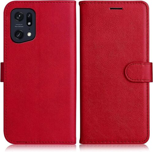 Coque pour OPPO Find X5 Pro Anti-Rayures Antichoc Protection Synthécuir Rouge - BOOLING