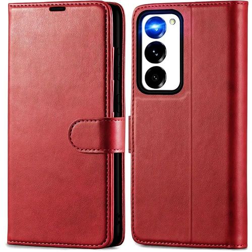 Coque Porte-Carte Pour Samsung Galaxy S23+(S23 Plus), Effet Cuir Fermeture Magnétique - Rouge - Booling