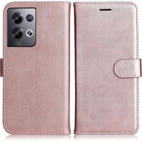 Coque Pour Oppo Reno 8 Pro 5g Rose Antichoc Avec Rangement Billet Effet Cuir Rangement Carte Souple - Booling
