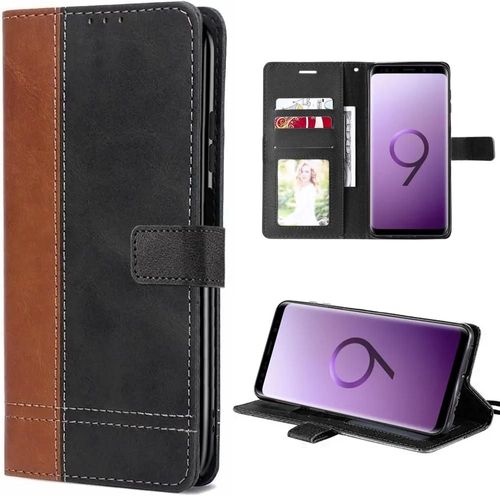Coque Pour Samsung Galaxy S9 Flip Case Rabat Cuir Synthétique Marron/Noir - Booling