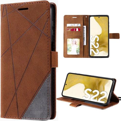 Coque Pour Samsung Galaxy S22 Effet Cuir Anti Rayure Antichoc - Marron - Booling