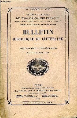 Societe De L'histoire Du Protestantisme Francais - Bulletin Historique Et Litteraire N°7 - Études Historiques M. Leliévre. ¿ Le Procès Et Le Supplice D¿Anne Du Bourg, Deuxième ...