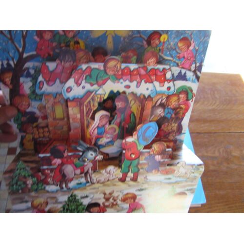  Ancien Depliant Relief  Noel Enfant Jesus  30 /30 Cm