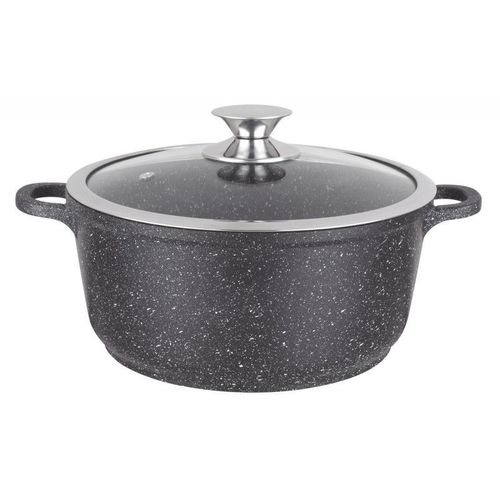 Faitout Effet Pierre Avec Couvercle En Verre - Kamberg - Diamètre - 28 Cm