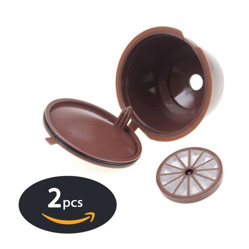 Kit De 2 Capsules De Café Rechargeables Réutilisables Pour Dolce Gusto Avec Cuillère En Plastique Hobby Tech Marron