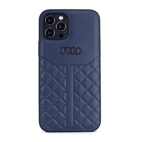 Audi Apple Iphone 12 Mini Bleu Back Cover Coque Q8 Série - Genuine Leather