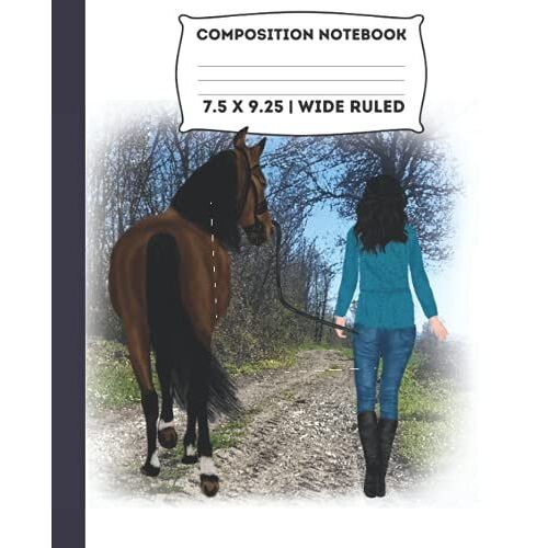 Horse Composition Notebook | Girl And Horses Composition Book | Wide Ruled Horse Composition: Woman/Girl And Horses Composition Book