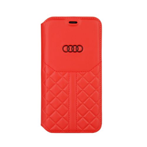 Audi Apple Iphone 12 Mini Rouge Book Type Housse Q8 Série - Genuine Leather