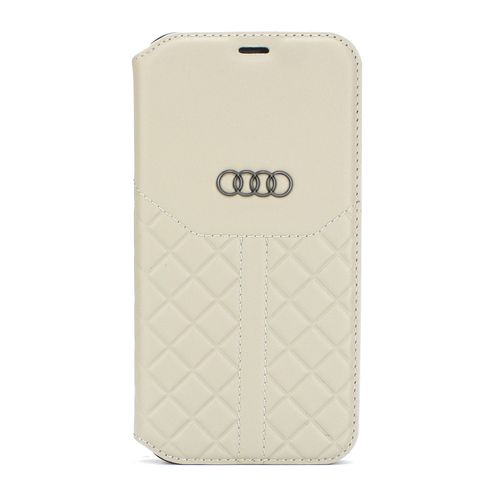 Audi Apple Iphone 12 Mini Beige Book Type Housse Q8 Série - Genuine Leather