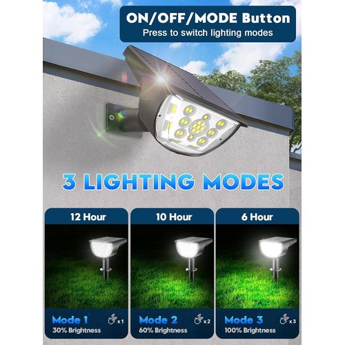 Asfasfq-Spot Solaire Exterieur 33led, Lot De 6 Lampe Puissante Ip65 Imperméable Lampe Solaire Extérieur Avec 3 Modes, Réglable 120° Projecteur Solaire Extérieur Pour Décoration Jardin, Blanc Froid
